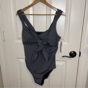 BNWT Swimsuits For All Heather Grey Padded One Piece Swimsuit Sz 16 Beach Cruise